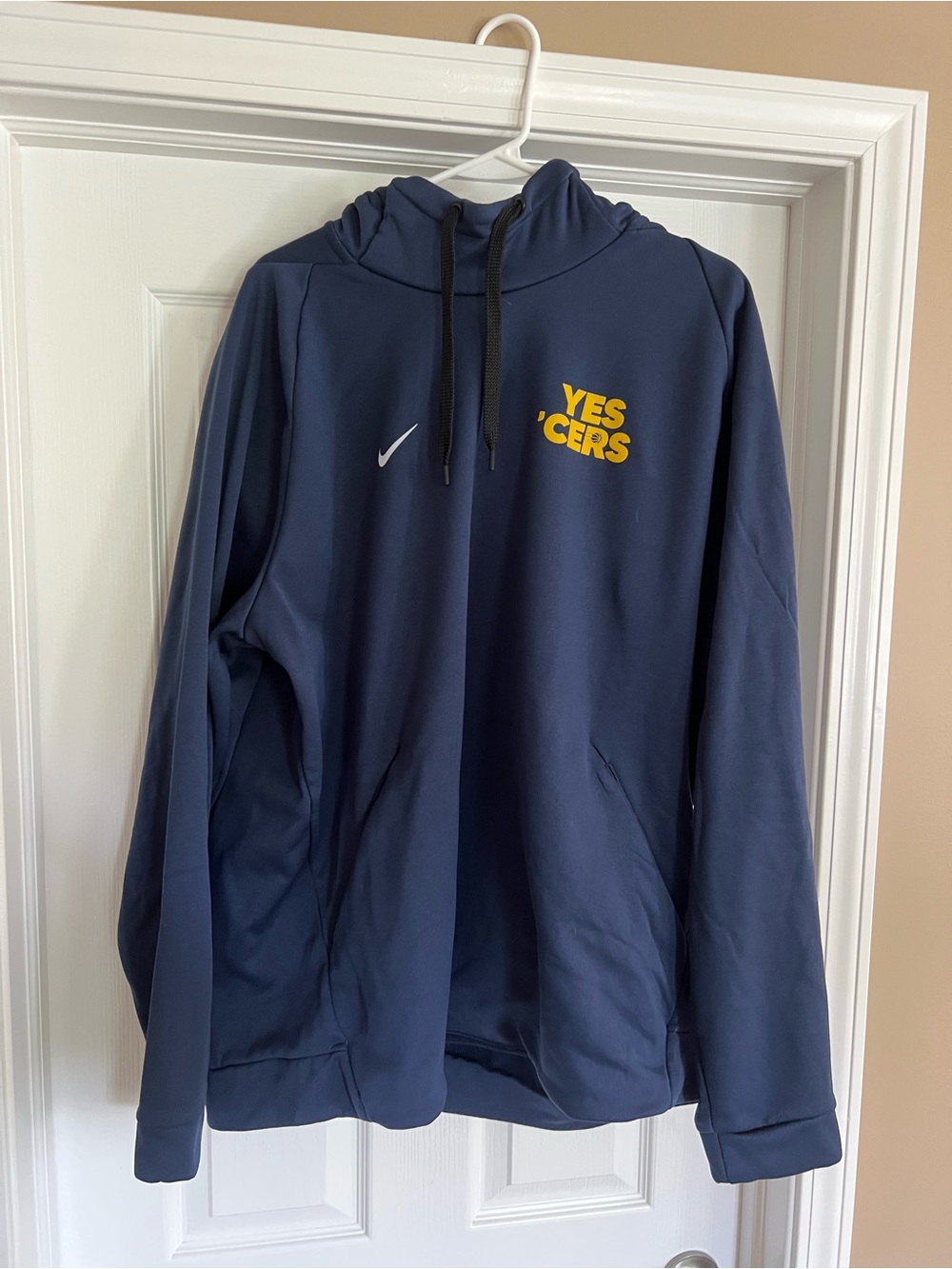 Pacers Nike Navy Hoodie with Yellow "YES 'CERS" Print